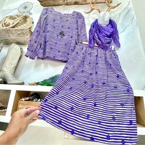 LEVENDER purple SILK set w vintage prairie country shabby chic vibe